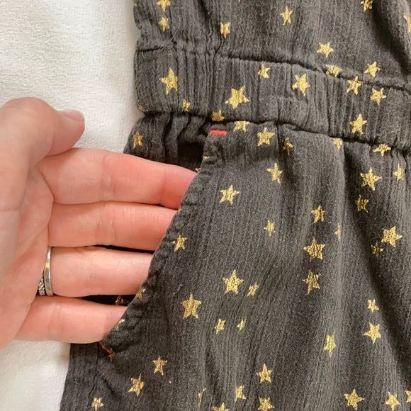 Crew Cuts Girls Gold Star Printed Jumpsuit Size 4 - Picture 3 of 7